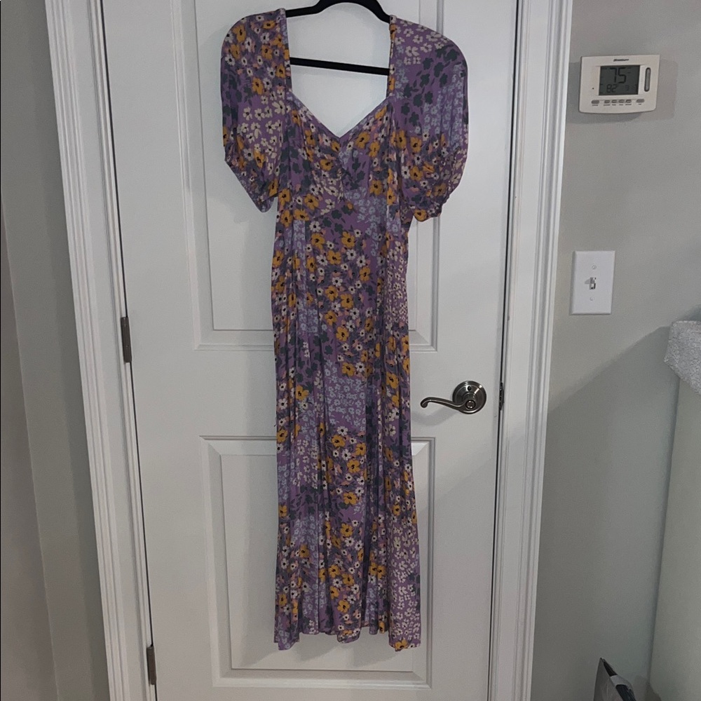 Fat Face Floral Maxi Dress in Purple and Yellow